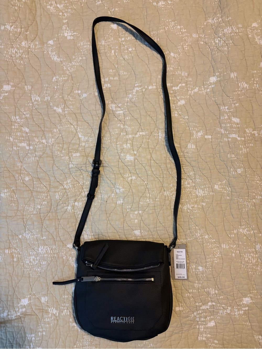 Kenneth Cole Reaction Black Pebbled Leather Crossbody